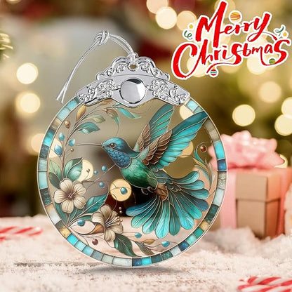 Hummingbird Stained Glass Ornament, Hummingbird Ornaments for Christmas Tree, Holiday and Xmas Presents