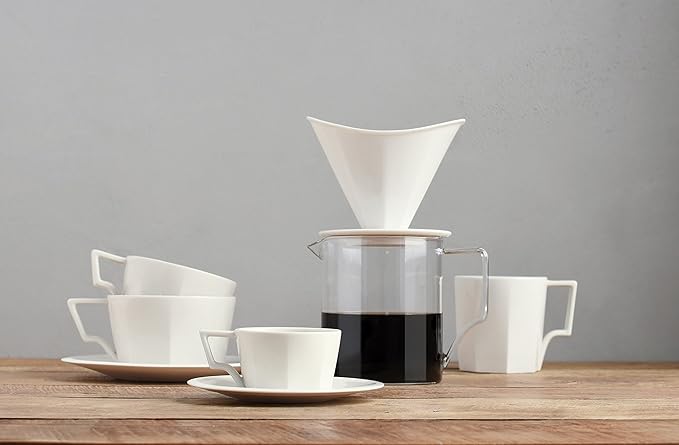 KINTO 28885 OCT Cup & Saucer, 10.1 fl oz (300 ml), White, Microwave and Dishwasher Safe