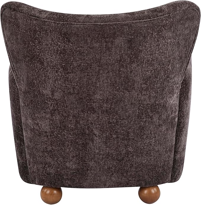 Christopher Knight Home Lindy Wingback Accent Chair, Upholstered Armchair with Rounded Wooden Legs, Curved Backrest Single Sofa, Soft Cushion Seating, Comfy Lounge Chair for Living Room, Dark Brown