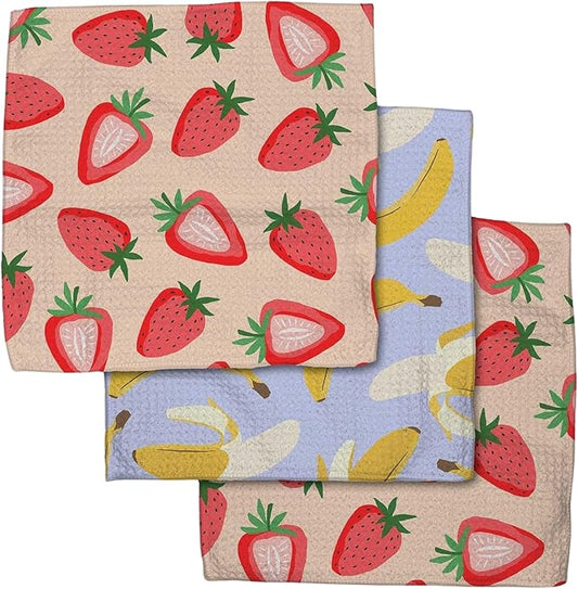 GEOMETRY Kitchen Towels Quick Dry Geoweave Strawberry Banana