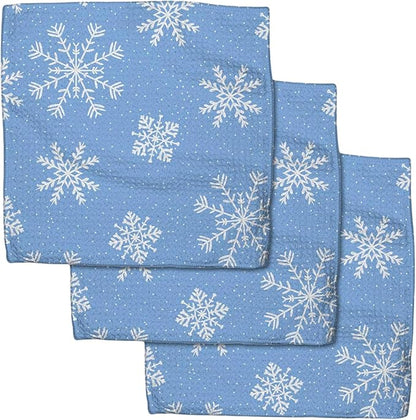 GEOMETRY Holiday Kitchen Dish Cloths Quick Dry Geoweave Premium Rags 3 Pack Frosty 10x10