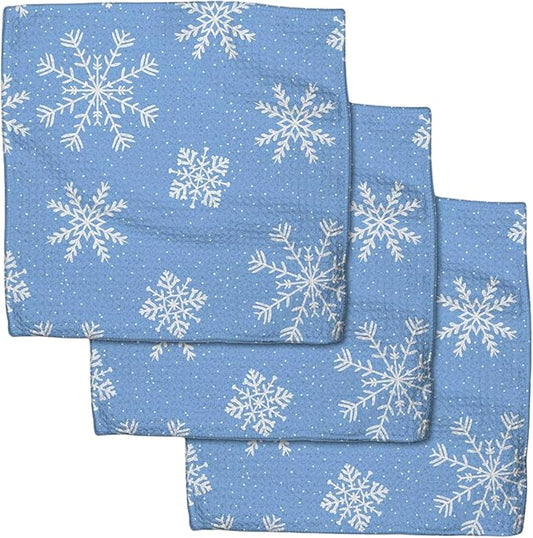 GEOMETRY Holiday Kitchen Dish Cloths Quick Dry Geoweave Premium Rags 3 Pack Frosty 10x10
