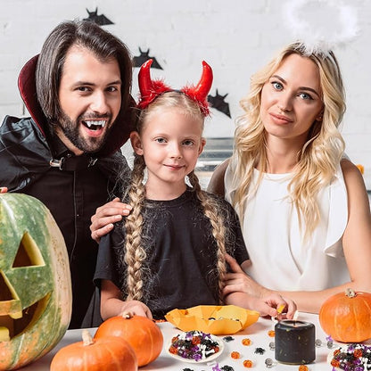 120Pcs Mini Halloween Acrylic Ornaments Vase Filler Mini Ghost Skull Skeleton Witch Hats Bones Spider Acrylic Pumpkin Crystals Gems Table Scatters for Halloween Decoration Party Favors Craft