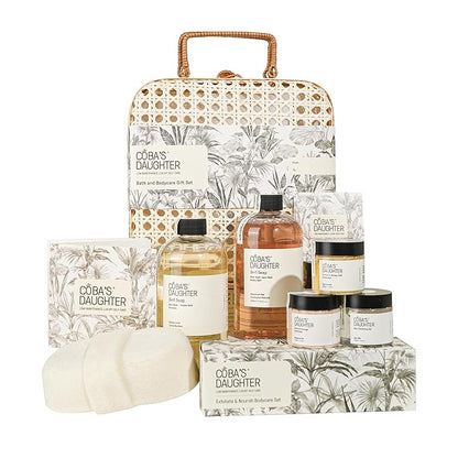 COBA’S DAUGHTER Christmas Gift for Women - Bath & Body Care Gift Basket, 7-Piece Spa Inspired Set with Body Wash, Bubble Bath & Travel Minis - Perfect Birthday Gift, Self-Care Spa Set