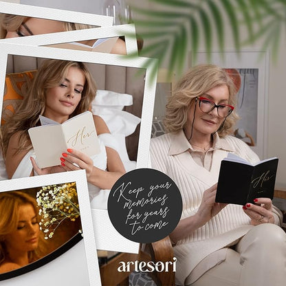 ARTESORI Premium Wedding Vow Book for Her & Him, Soft Touch, Gold Foil, 28 Lined Pages, Wedding Vow Books His and Hers, Wedding Essentials, Wedding Registry Ideas, His and Hers Gifts [White & Black]