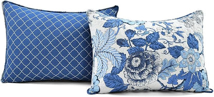 Lush Decor Sydney Reversible Cotton Quilt Set King 3 Piece Bedding, Navy White