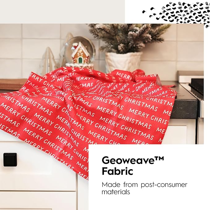 GEOMETRY Christmas Kitchen Towels Quick Dry Microfiber Premium Towel Merry Green 1 Pack