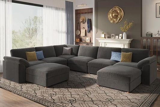 EASE MOOSE Sectional Modular Sofa,Oversized U Shape Sectional Couch Wide Deep Seat Modular Cloud Couch,Dark Grey