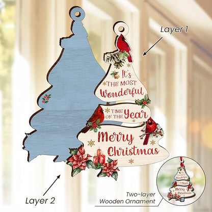 Christmas Cardinal Gifts for Women Men - Double Layered Wooden Red Cardinal Christmas Ornaments 2025 - Sympathy Gifts for Loss of Loved One, Memorial Gift Ideas for Xmas Tree Decorations
