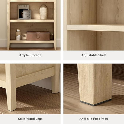 71" Tall Arched Bookcase Set of 2, 5 Tier Bookshelf with Adjustable Shelves Wood Storage Cabinet Freestanding Display Kitchen Pantry for Living Room Home Office, Light Oak