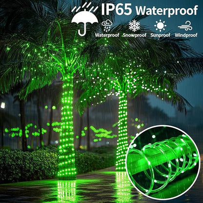 Solar Rope Light Waterproof 39FT 100LEDs Outdoor IP65 Solar String Lights for Easter Outside Party Garden Yard Home Wedding Christmas Halloween Holiday St. Patrick's Day Tree Lighting(Green)