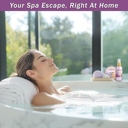 Bath Spa Gift Sets - Luxury Basket With Honey & Lavender - Spa Kit Includes Wash, Bubble Bath, Lotion, Bath Salts, Body Scrub, Body Spray, Shower Puff, Bathbombs, Soap and Towel