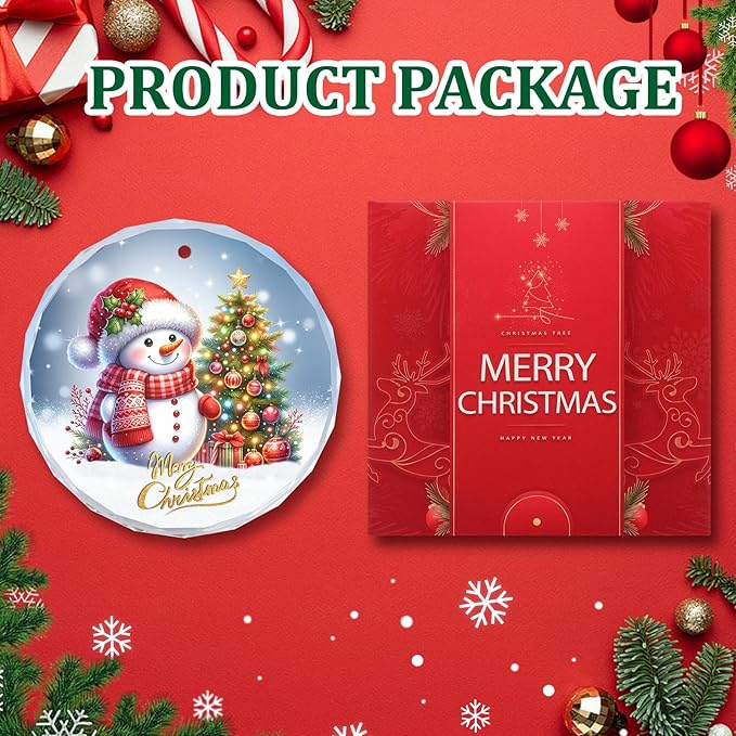 Christmas Ornaments Snowman Ornaments, Crystal Glass Ornaments for Christmas Tree Decoration - Holiday Hanging Ornament - 2025 Christmas Tree Ornament.