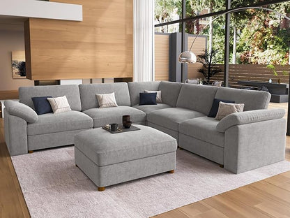 EASE MOOSE Modular Sectional Couch,Chenille Large L Shape Sectional Sofa Modern Luxury Deep seat Modular Sofa Removable and Washable
