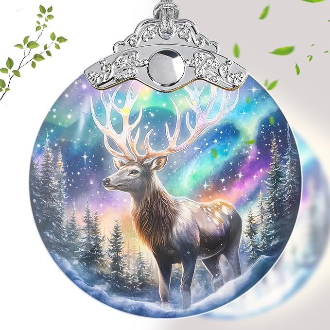 Deer Ornaments for Christmas Tree, Stained Glass Christmas Ornaments and Xmas Tree Decorations, Gift Exchange