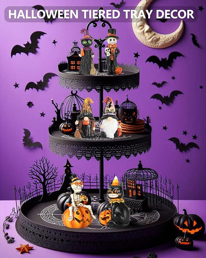 Cute Halloween Decor - 2-Pack 4.5'' Resin Skeleton Gentleman and Witch Broom Figurines - Indoor Halloween Decorations for Home Mantle Fireplace Party Gifts (Ghost & Witch)