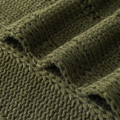 RECYCO Cable Knit Moss Green Throw Blanket, Super Soft Warm Cozy Decorative Knitted Throw Blanket 2.3LB for Bed, Chair 50"x60"