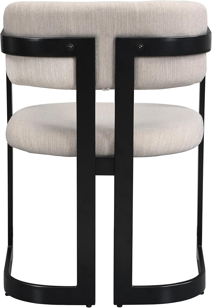 Christopher Knight Home Auber Modern Upholstered Dining Chair Set of 2, Fabric Upholstery Dining Set with Metal Frame, Comfy Side Chair for Living Room, Beige+Black