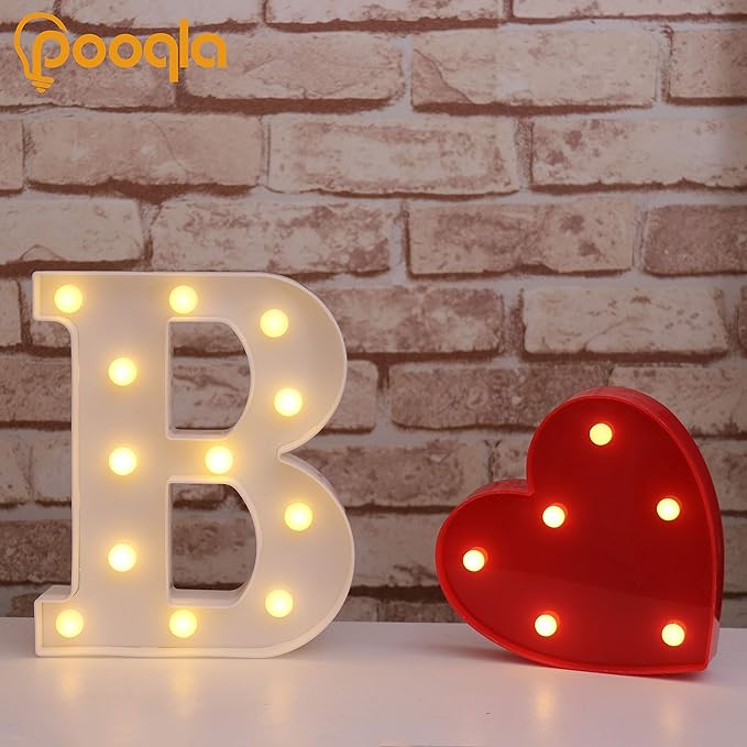 Pooqla LED Marquee Letter Lights Sign, Light Up Alphabet Letter for Home Party Wedding Decoration B