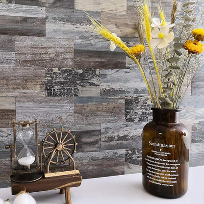 AULIGET 3" x 6" Subway Tile Peel and Stick Backsplash, Thick PVC Stick on Wall Tiles for Backsplash Kitchen, Bathroom, Laundry Room, Camper, Fireplace (100, Vintage Wood)