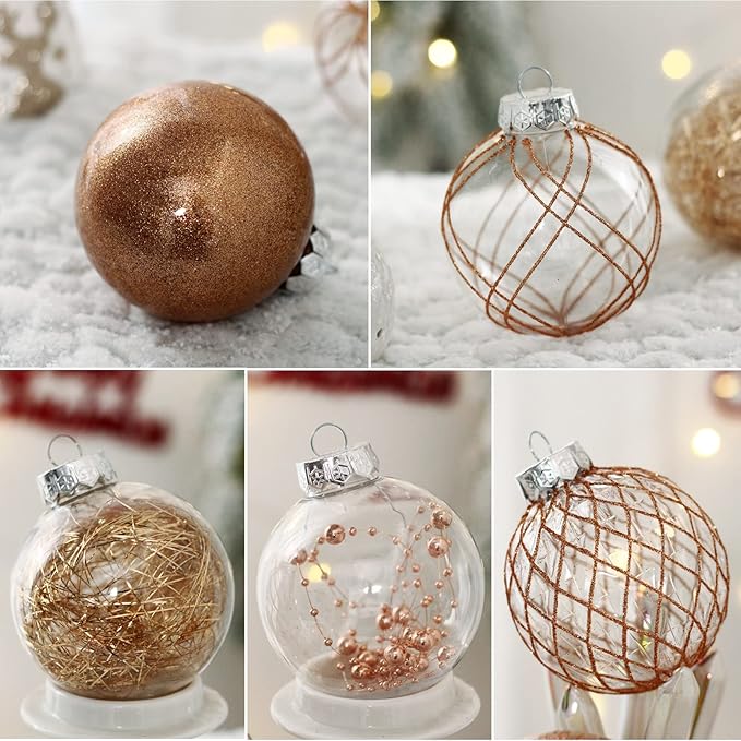 Christmas Ball Ornaments Set, 20ct Large Clear Shatterproof 3.15" Christmas Ornaments for Christmas Tree Decoration Hanging Decorative Baubles for Halloween Thanks Giving Xmas Holiday Party