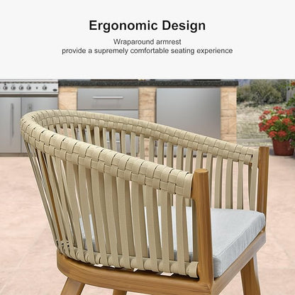 PURPLE LEAF 5 Pieces Oversized Square Outdoor Dining Table Set with Patio Aluminium Dining Table and Wicker Chairs Modern Furniture Cushions Sets for Backyard Indoor Decor Kitchen Teak