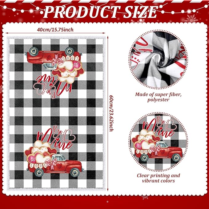 Oudain Valentines Kitchen Towels Set of 6 Red Hearts Gnome Holiday Tabletop Decor