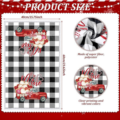 Oudain Valentines Kitchen Towels Set of 6 Red Hearts Gnome Holiday Tabletop Decor