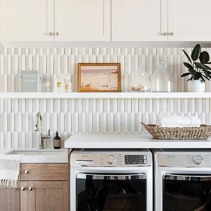 Vamos Tile Peel and Stick Backsplash Seamless Tile,1-Sheet Stick on Backsplash for Kitchen,Dolomite Gray and White+Light Gold Metal Self Adhesive PVC Tiles（Sample）