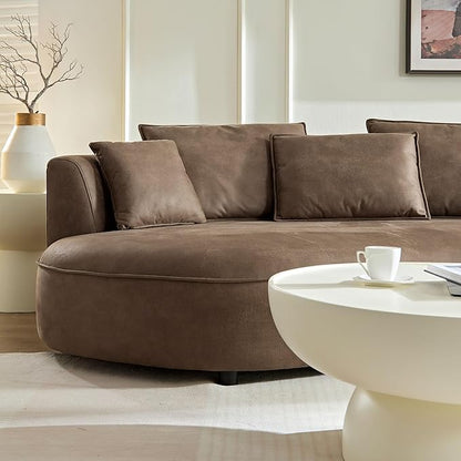 128.7'' Luxury Simple L Shape Curved Modular Leather Sofa Modern Curved Sofa Leathaire Upholstered 5-Seat Couch, Technology Cloth Square Sofa For Living Room Apartment(Leathaire+Right Facing, Brown)