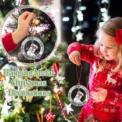 Zhengmy 8 Pieces Christmas Ornaments 2025 Solid Pewter Christmas Tree Ornament Metal Gnomes Santa Angel Snowman Hanging Craft Xmas Gifts with Red Bags(Novelty)