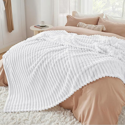 Bedsure GentleSoft White California King Size Blanket for  - Cozy Soft Blankets for Women, Cute Small Fleece Throws for Girls, Birthday Gifts for Women, White, 102x96 Inches