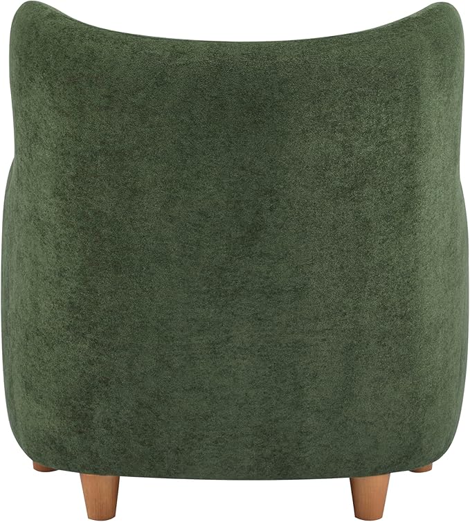 Christopher Knight Home Auden Wooden Low Profile Accent Chair, Velvet Upholstered Wingback Living Room Lounge Chair, Bedroom Comfy Reading Chair, Curved Backrest Single Sofa with Armrest, Olive Green