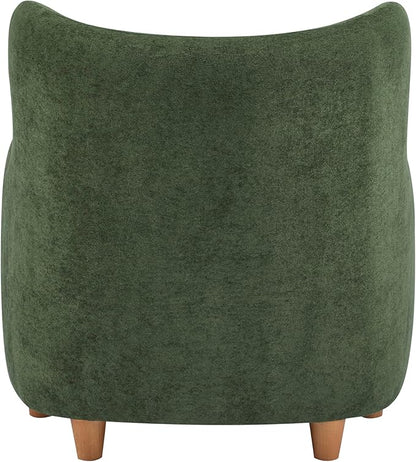 Christopher Knight Home Auden Wooden Low Profile Accent Chair, Velvet Upholstered Wingback Living Room Lounge Chair, Bedroom Comfy Reading Chair, Curved Backrest Single Sofa with Armrest, Olive Green