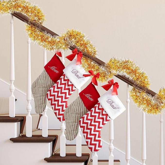 33FT Gold Tinsel Christmas Garland Metallic Twist Shiny Garland for Christmas Tree Decorations, Xmas Holiday Hanging Garland for Home Indoor Outdoor Party Supplies Decor (Gold)