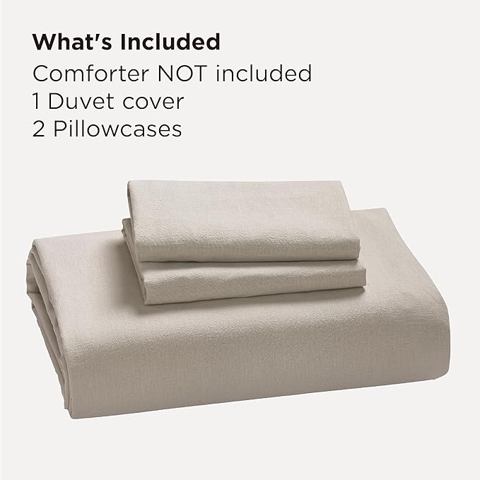 Bedsure Linen Duvet Cover King Size - Linen Cotton Blend Bedding Set, Soft & Cozy, 3 Pieces, 1 Duvet Cover 104x90 Inches and 2 Pillowcases, Light Khaki Color Cooling Bedding, Comforter Sold Separately
