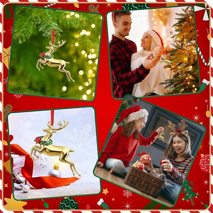 Deer Christmas Ornaments 2025 for Holiday Party Decor, Metal Ornament for Home, Xmas Gift Cute Tree Decorations