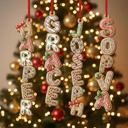 Personalized Christmas Name Letter Ornament 2025, Family Name Ornaments 2025, Custom Christmas Stocking Tag, Initial Alphabet Monogram, Kids Name Family Letter, Xmas Tree Decor