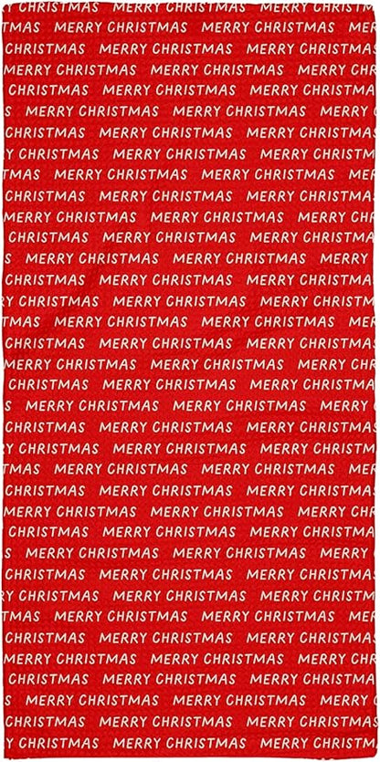 GEOMETRY Christmas Bar Towel Quick Dry Microfiber Dish Towel Premium Waffle Merry Xmas 12x24
