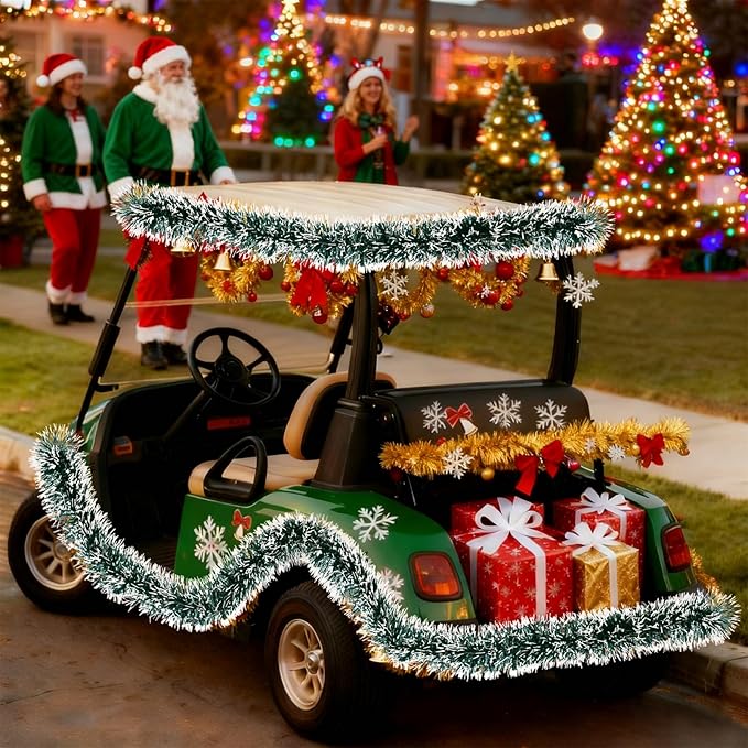 50Ft Christmas Tinsel Garland Dark Green Xmas Tree Decorations Metallic Glitter Twist Garland for Christmas Tree Decorations New Year Party Birthday Holiday Supplies Indoor Outdoor Supplies