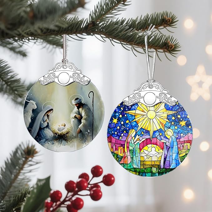 Christmas Ornament, Christmas Tree Decor, Christian Ornament, Nativity Scene, Religious Home Decor, Christian Gifts, Religious Gifts, Gift Exchange, Gift Idea - Pattern B