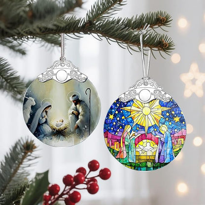 Christmas Ornament, Christmas Tree Decor, Christian Ornament, Nativity Scene, Religious Home Decor, Christian Gifts, Religious Gifts, Gift Exchange, Gift Idea - Pattern B