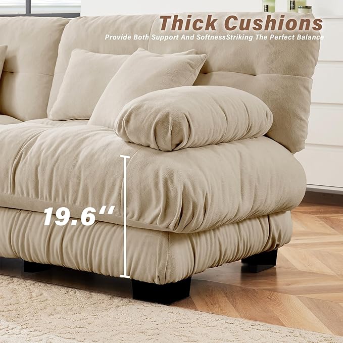 SoarFlash Velvet Sectional Middle Position Sofa, Camel