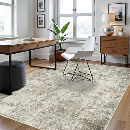 5x8 Area Rugs for Living Room Rug Washable: Abstract Rug for Dining Room Bedroom Carpet Non Slip 5 by 8 Indoor Modern Nursery Home Office Beige Brown