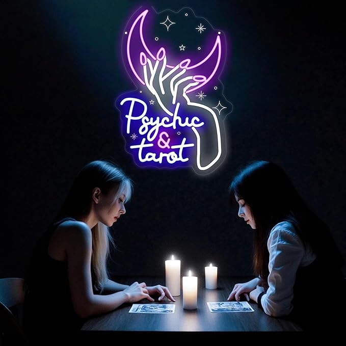 Psychic and Tarot Neon Sign, Psychic Tarot Room Wall Decor Gifts, Tarot Shop Decor, Gothic Lover Gift, Dark Gothic Wall Art, Fortune Teller SignGirls Room Gaming Room Party, arot Reader Gifts