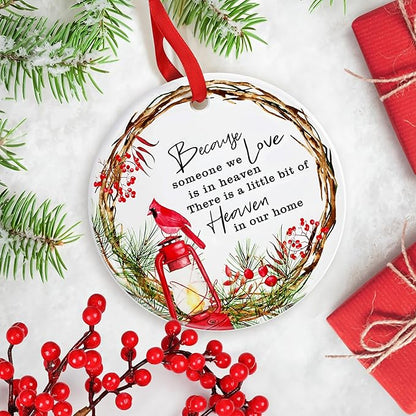 Memorial Christmas Cardinal Ornament - Sympathy Family Keepsake for Christmas Tree - Loss of Loved One