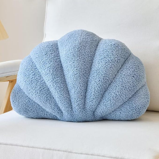 Dusty Blue Seashell Throw Pillows, Shell Shaped Throw Pillows, 13 Inch Soft Home Decorative Pillow Plush Cushion for Bed Couch Living Room Decor Accent Throw Pillow