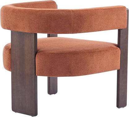 Christopher Knight Home Nettie Modern Accent Chair for Living Room, Velvet Fabric Single Lounge Sofa Chair with Wooden Frame, Comfy Reading Chair for Bedroom, Lounge Armchair with Cushion,Burnt Orange