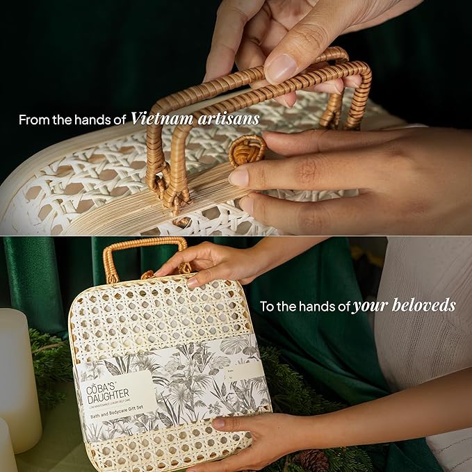 COBA’S DAUGHTER Christmas Gift for Women - Bath & Body Care Gift Basket, 7-Piece Spa Inspired Set with Body Wash, Bubble Bath & Travel Minis - Perfect Birthday Gift, Self-Care Spa Set