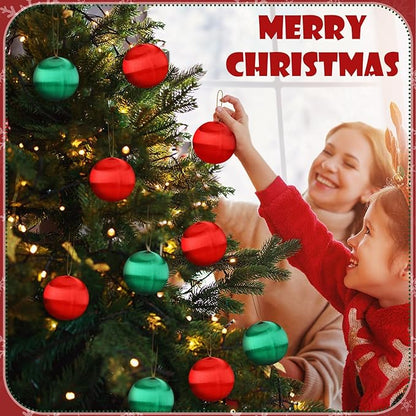 Syhood 24 Pcs Christmas Satin Balls Christmas Silk Ball Ornaments Satin Silk Xmas Tree Hanging for Xmas Tree Decor Holiday Party Decorations (Red,Green,2.2 Inch)